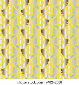 Bitcoin electronic coins seamless pattern for background.