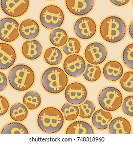 Bitcoin electronic coins seamless pattern for background.