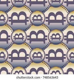 Bitcoin electronic coins seamless pattern for background.