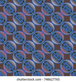 Bitcoin electronic coins seamless pattern for background.