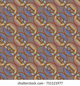 Bitcoin electronic coins seamless pattern for background.
