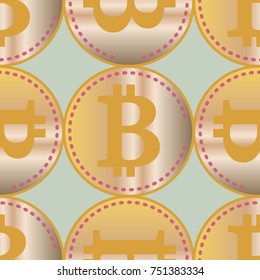 Bitcoin electronic coins seamless pattern for background.
