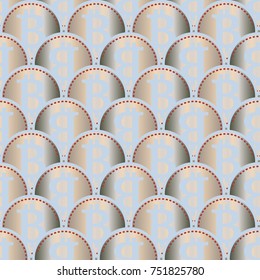 Bitcoin electronic coins seamless pattern for background.
