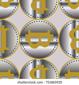 Bitcoin electronic coins seamless pattern for background.