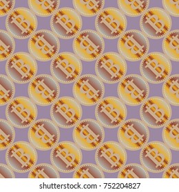 Bitcoin electronic coins seamless pattern for background.