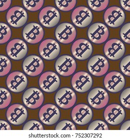 Bitcoin electronic coins seamless pattern for background.