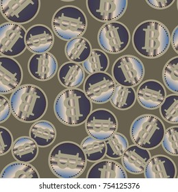 Bitcoin electronic coins seamless pattern for background.