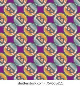 Bitcoin electronic coins seamless pattern for background.