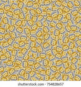 Bitcoin electronic coins seamless pattern for background.