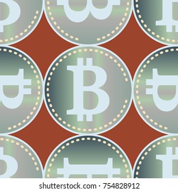 Bitcoin electronic coins seamless pattern for background.