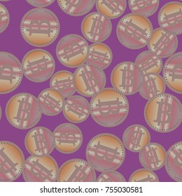 Bitcoin electronic coins seamless pattern for background.
