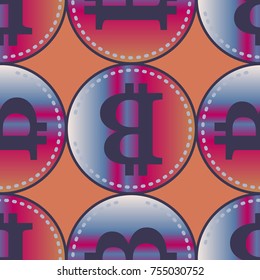 Bitcoin electronic coins seamless pattern for background.