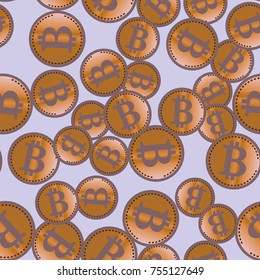 Bitcoin electronic coins seamless pattern for background.