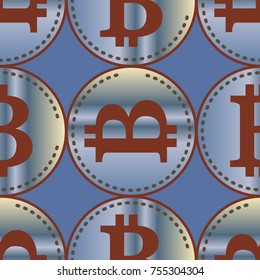 Bitcoin electronic coins seamless pattern for background.