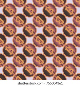 Bitcoin electronic coins seamless pattern for background.
