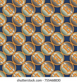 Bitcoin electronic coins seamless pattern for background.