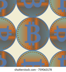 Bitcoin electronic coins seamless pattern for background.