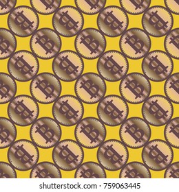 Bitcoin electronic coins seamless pattern for background.