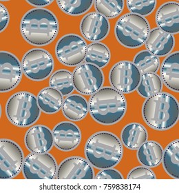 Bitcoin electronic coins seamless pattern for background.