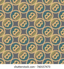 Bitcoin electronic coins seamless pattern for background.