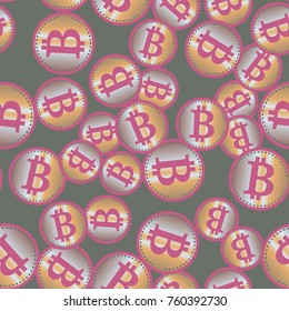 Bitcoin electronic coins seamless pattern for background.