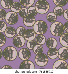 Bitcoin electronic coins seamless pattern for background.