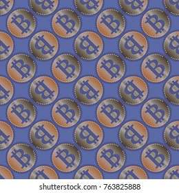 Bitcoin electronic coins seamless pattern for background.