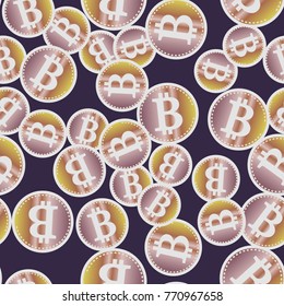 Bitcoin electronic coins seamless pattern for background.