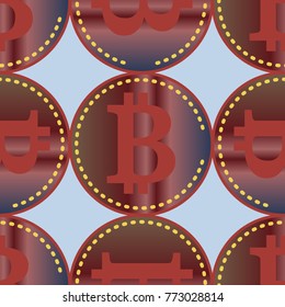 Bitcoin electronic coins seamless pattern for background.