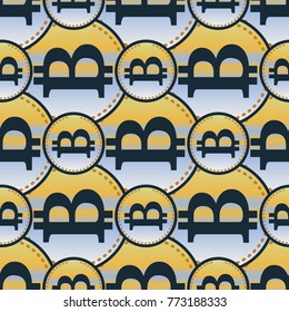 Bitcoin electronic coins seamless pattern for background.