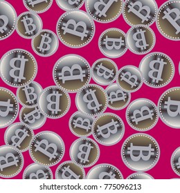Bitcoin electronic coins seamless pattern for background.