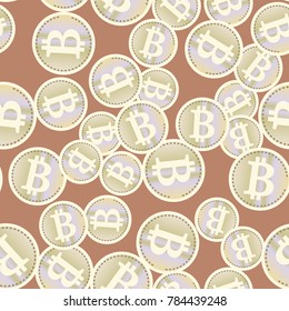 Bitcoin electronic coins seamless pattern for background.