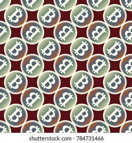 Bitcoin electronic coins seamless pattern for background.