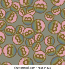 Bitcoin electronic coins seamless pattern for background.
