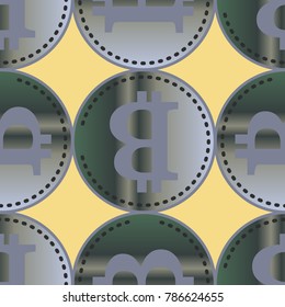 Bitcoin electronic coins seamless pattern for background.