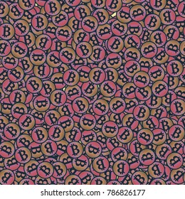 Bitcoin electronic coins seamless pattern for background.