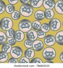 Bitcoin electronic coins seamless pattern for background.