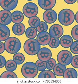 Bitcoin electronic coins seamless pattern for background.