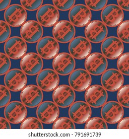 Bitcoin electronic coins seamless pattern for background.