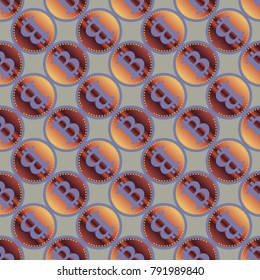 Bitcoin electronic coins seamless pattern for background.