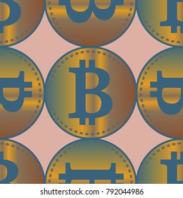 Bitcoin electronic coins seamless pattern for background.