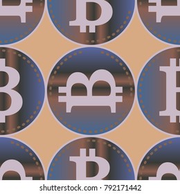 Bitcoin electronic coins seamless pattern for background.