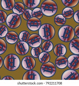 Bitcoin electronic coins seamless pattern for background.