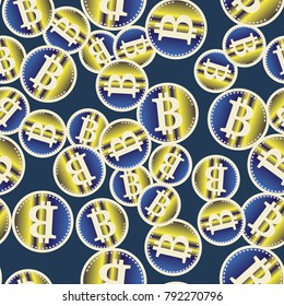 Bitcoin electronic coins seamless pattern for background.