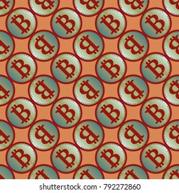 Bitcoin electronic coins seamless pattern for background.