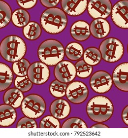 Bitcoin electronic coins seamless pattern for background.
