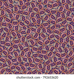 Bitcoin electronic coins seamless pattern for background.