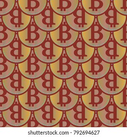 Bitcoin electronic coins seamless pattern for background.