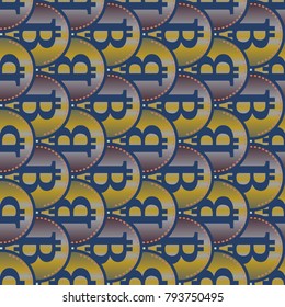 Bitcoin electronic coins seamless pattern for background.