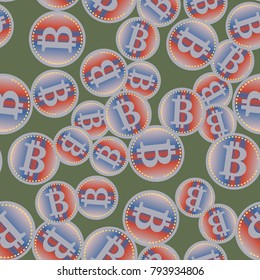 Bitcoin electronic coins seamless pattern for background.